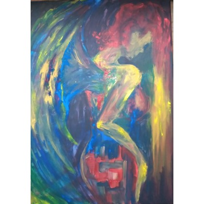 Anioł abstrakcja, Bozena Chlopecka, olej + akryl
