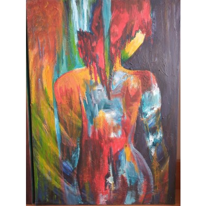 Kobieta abstrakcja, Bozena Chlopecka, olej + akryl