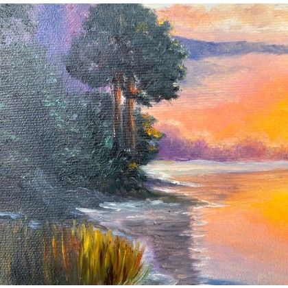 Myroslava Burlaka - obrazy olejne - Wieczorny krajobraz.Malowniczy wieczór nad rzeką. foto #1