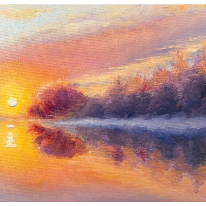 Myroslava Burlaka - obrazy olejne - Wieczorny krajobraz.Malowniczy wieczór nad rzeką. foto #2