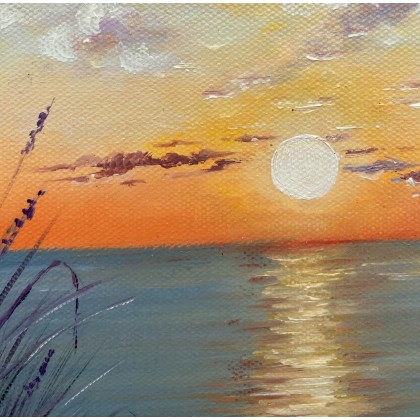 Myroslava Burlaka - obrazy olejne - Fioletowy zachód słońca nad morzem. foto #1