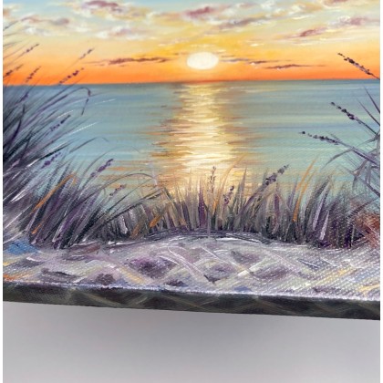 Myroslava Burlaka - obrazy olejne - Fioletowy zachód słońca nad morzem. foto #3