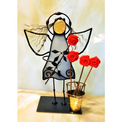 Aniołek witrażowy kwiaciarka, Aleksander Makarski, anioły i aniołki