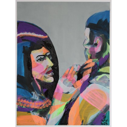 Kama i Faraon, olej, akryl, 30 x 40 cm, Paweł Dąbrowski, olej + akryl