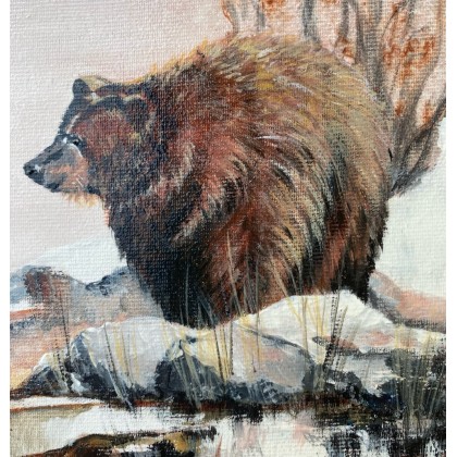 Myroslava Burlaka - obrazy akryl - Brązowy niedźwiedź. Obraz ze zwierzętami. foto #1