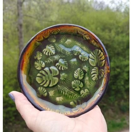 Shiraja - naczynia - Ceramiczny talerzyk - monstera (c657) foto #1