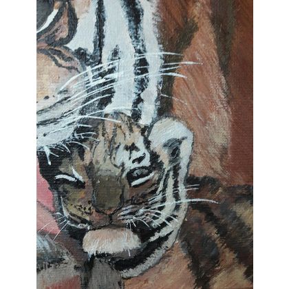 Ewa Mościszko - obrazy akryl - tygrysica z małym foto #2