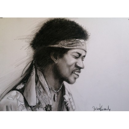 Dariusz Kaźmierczak - rysunek węglem - Jimi Hendrix - rysunek węglem foto #1