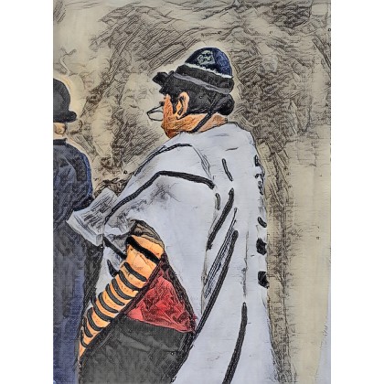 Żyd pod Ściana Płaczu (A153-AP), Krzysztof Bobrowski , Grafika cyfrowa