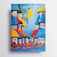 Bajkowe miasteczko kotów-obraz akrylowy 30/40 cm