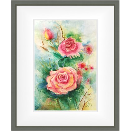 Joanna Tomczyk - obrazy akwarela - Delikatne róże, Akwarela, 22,5 X 33 cm. foto #1