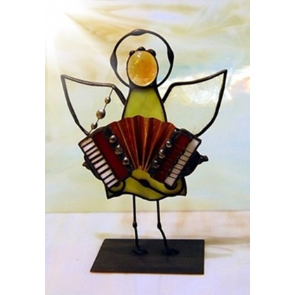 Aleksander Makarski - anioły i aniołki - Aniołek witrażowy 3D akordeonista foto #2