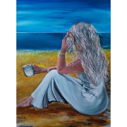 alone on the beach 60x80 cm, Wojciech Adalberto, obrazy akryl