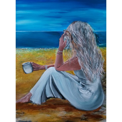 alone on the beach 60x80 cm, Wojciech Matuszny, obrazy akryl