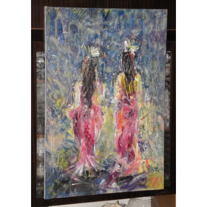 Eryk Maler - obrazy olejne - Dwie kobiety tyłem,70x100 foto #1