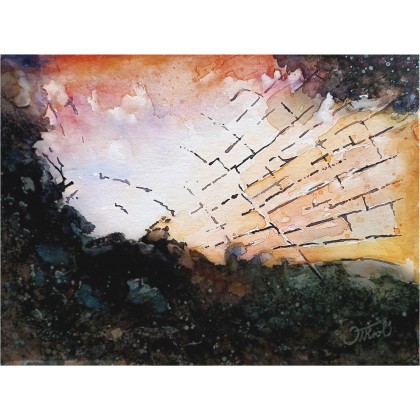 Wschód słońca w rozbitym lustrze, Akwarela 31 x 23 cm, Joanna Tomczyk, obrazy akwarela
