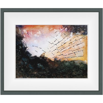 Joanna Tomczyk - obrazy akwarela - Wschód słońca w rozbitym lustrze, Akwarela 31 x 23 cm foto #1