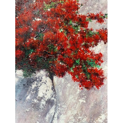 Myroslava Burlaka - obrazy olejne - Czerwone kwiaty w wazonie. foto #2