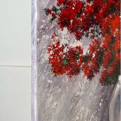 Myroslava Burlaka - obrazy olejne - Czerwone kwiaty w wazonie. foto #3