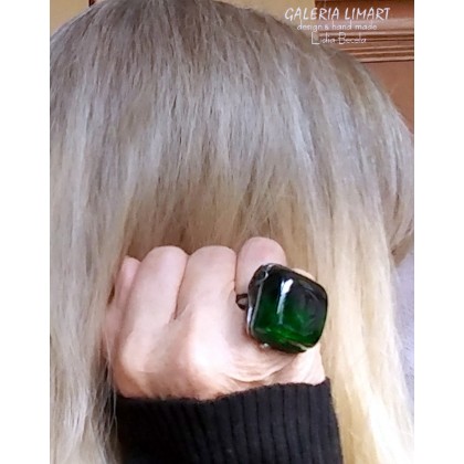 Galeria LiMaRt - pierścionki - Zielony kwarc pierścionek unikatowy han foto #4