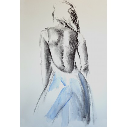 Dress- 100x70, Alina Louka, rysunek węglem