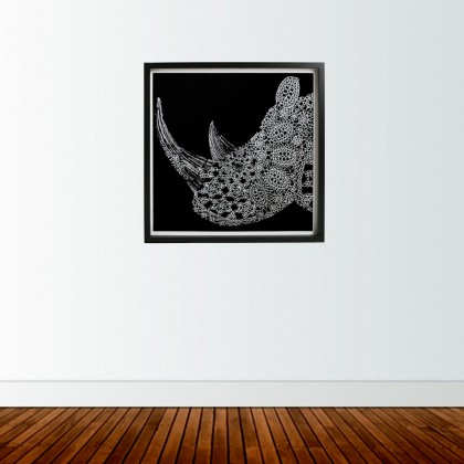 Ewelina Wajgert - grafika warsztatowa - Czarny nosorożec - linoryt 45x45cm foto #1