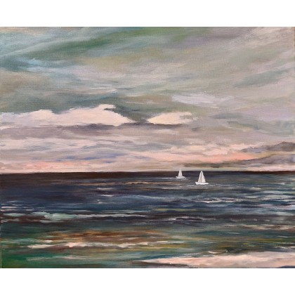 Na morzu - obraz akryl 60/50 cm, Paulina Lebida, obrazy akryl