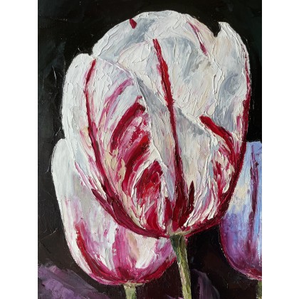 Agnieszka Kumoń - obrazy olejne - Obraz Tulipany, 60×80 cm, olej na płótnie, 2020 foto #3