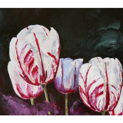 Agnieszka Kumoń - obrazy olejne - Obraz Tulipany, 60×80 cm, olej na płótnie, 2020 foto #4
