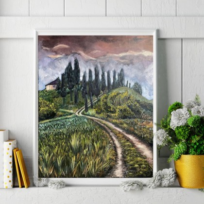 Agnieszka Kumoń - obrazy olejne - Obraz Toskański pejzaż, 40×50 cm, olej na płótnie, 2022 foto #1