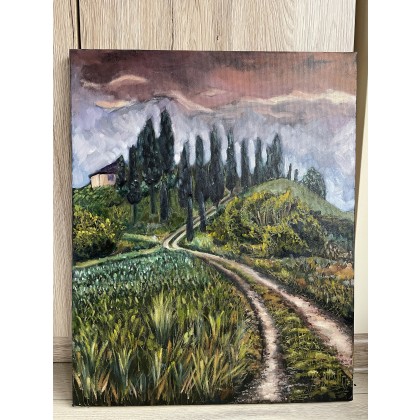 Agnieszka Kumoń - obrazy olejne - Obraz Toskański pejzaż, 40×50 cm, olej na płótnie, 2022 foto #2