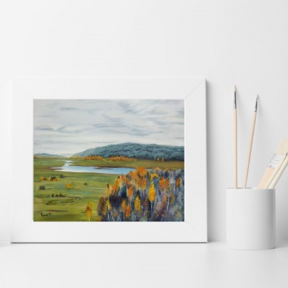 Agnieszka Kumoń - obrazy olejne - Obraz Pejzaż wg I. Lewitana, 38×46 cm, olej na płótnie, 2019 foto #1