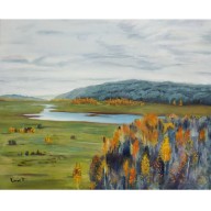 OBRAZ PEJZAŻ WG I. LEWITANA, 38×46 CM, OLEJ NA PŁÓTNIE, 2019