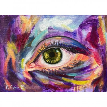 Obraz Inner Vision I, techniki mieszane + olej na płótnie, 35x25 cm, Agnieszka Kumoń, olej + akryl