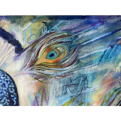 Agnieszka Kumoń - obrazy tech. mieszana - Obraz Peacock, techniki mieszane akryl + olej na papierze 300g, 80x60 cm foto #4