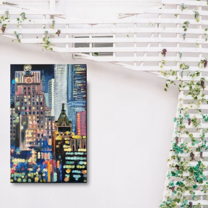 Agnieszka Kumoń - obrazy olejne - Obraz Światła Nowego Jorku, 40×60 cm, olej na płótnie, 2023 foto #1