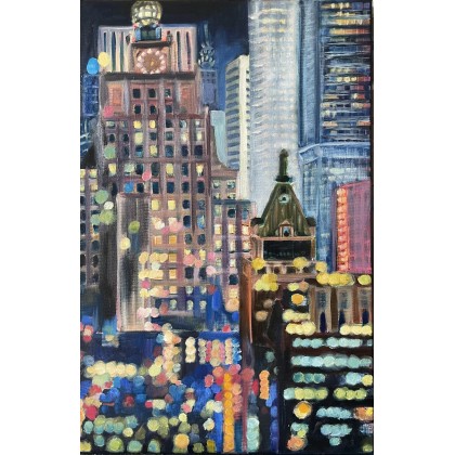 Agnieszka Kumoń - obrazy olejne - Obraz Światła Nowego Jorku, 40×60 cm, olej na płótnie, 2023 foto #2