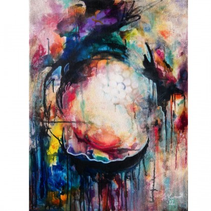 Obraz abstrakcyjny Abundance, 80×60 cm, techniki mieszane, Agnieszka Kumoń, obrazy tech. mieszana