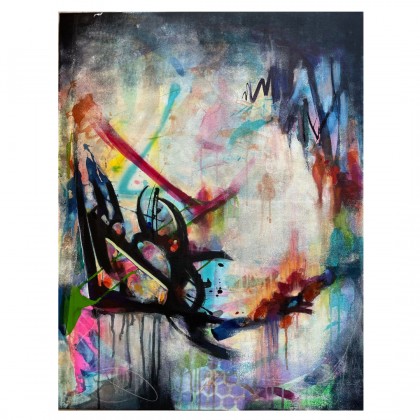 Obraz abstrakcyjny Alchemical Points II, 90×70 cm, techniki mieszane, Agnieszka Kumoń, obrazy tech. mieszana