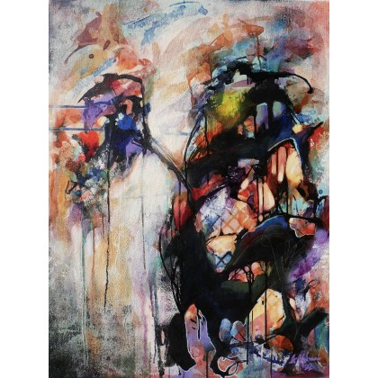Obraz abstrakcyjny Atavism II, 80×60 cm, techniki mieszane, Agnieszka Kumoń, obrazy tech. mieszana