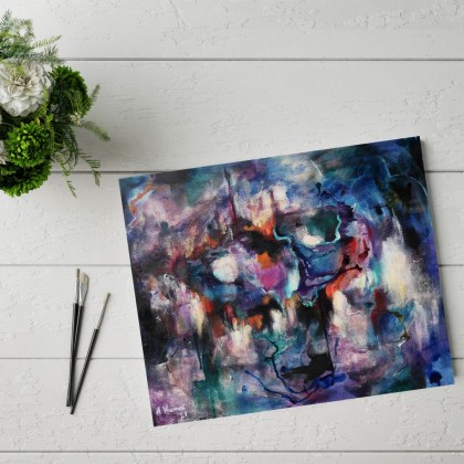 Agnieszka Kumoń - obrazy tech. mieszana - Obraz abstrakcyjny Crystal caves, 60×50 cm, techniki mieszane foto #1