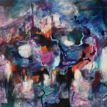 Agnieszka Kumoń - obrazy tech. mieszana - Obraz abstrakcyjny Crystal caves, 60×50 cm, techniki mieszane foto #2