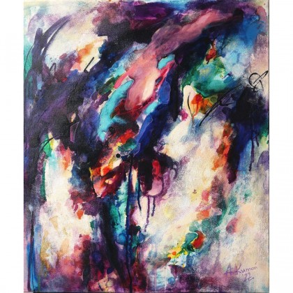 Obraz abstrakcyjny Feminity, 65×55 cm, techniki mieszane, Agnieszka Kumoń, obrazy tech. mieszana