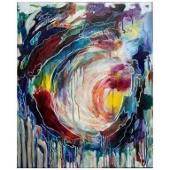 OBRAZ ABSTRAKCYJNY HOLE SUN, 60×50 CM, TECHNIKI MIESZANE