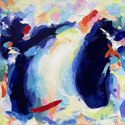 Obraz abstrakcyjny Portal, 30×30 cm, technika akrylowa, 2021, Agnieszka Kumoń, obrazy akryl