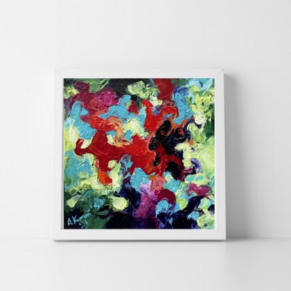 Agnieszka Kumoń - obrazy akryl - Obraz abstrakcyjny Crowded, 20×20 cm, technika akrylowa, 2021 foto #1