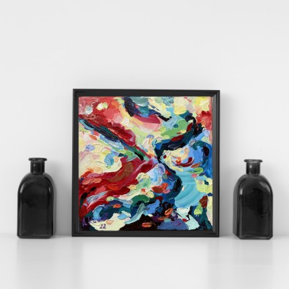 Agnieszka Kumoń - obrazy akryl - Obraz abstrakcyjny Paradise, 20×20 cm, technika akrylowa, 2021 foto #1