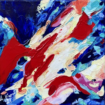 Obraz abstrakcyjny Milky Way, 20×20 cm, technika akrylowa, 2021, Agnieszka Kumoń, obrazy akryl