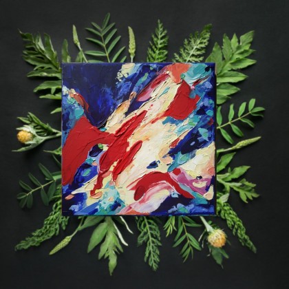 Agnieszka Kumoń - obrazy akryl - Obraz abstrakcyjny Milky Way, 20×20 cm, technika akrylowa, 2021 foto #1