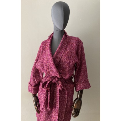 Kimono z frędzlami wiązane paskiem aplikacja., PinPin Joanna Musialska, kurtki,żakiety